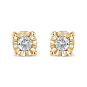 Bids.com 10K Yellow Gold Plated .925 Sterling Silver 1/10 Cttw Round Brilliant-Cut Diamond Miracle-Set Stud Earrings (J-K Color, I3 Clarity) Earrings