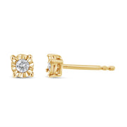 Bids.com 10K Yellow Gold Plated .925 Sterling Silver 1/10 Cttw Round Brilliant-Cut Diamond Miracle-Set Stud Earrings (J-K Color, I3 Clarity) Earrings