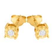 Bids.com 10K Yellow Gold Plated .925 Sterling Silver 1/10 Cttw Round Brilliant-Cut Diamond Miracle-Set Stud Earrings (J-K Color, I3 Clarity) Earrings