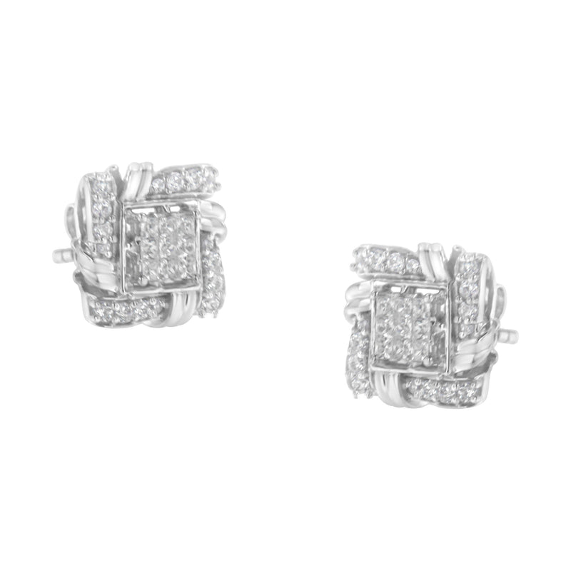 Bids.com .925 Sterling Silver 1/2 Cttw Round-Cut Diamond Stud Earrings (I-J Color, I1-I2 Clarity) Earrings