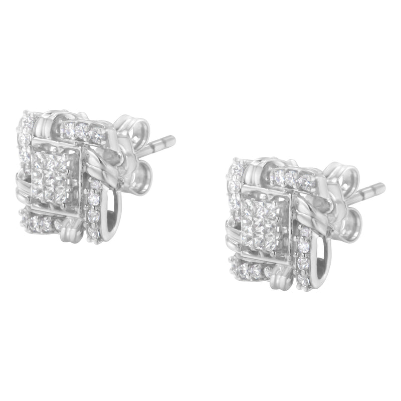 Bids.com .925 Sterling Silver 1/2 Cttw Round-Cut Diamond Stud Earrings (I-J Color, I1-I2 Clarity) Earrings