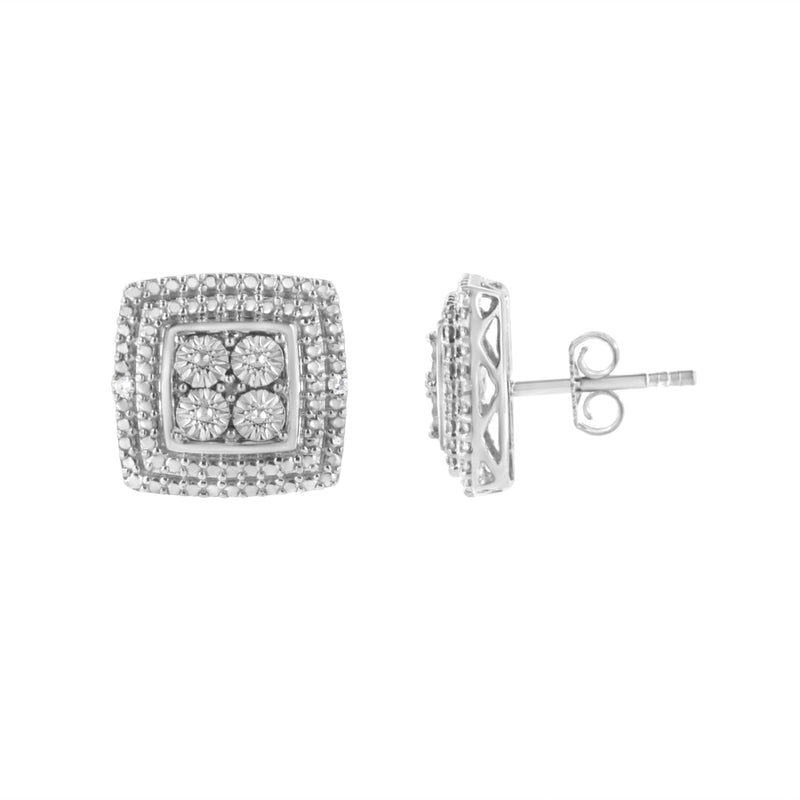 Bids.com 10K Yellow, White, and Rose Gold Plated Sterling Silver Diamond Accent Earrings (I-J Clarity, I3 Color) Earrings