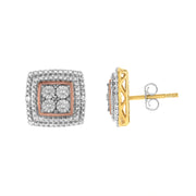 Bids.com 10K Yellow, White, and Rose Gold Plated Sterling Silver Diamond Accent Earrings (I-J Clarity, I3 Color) Earrings