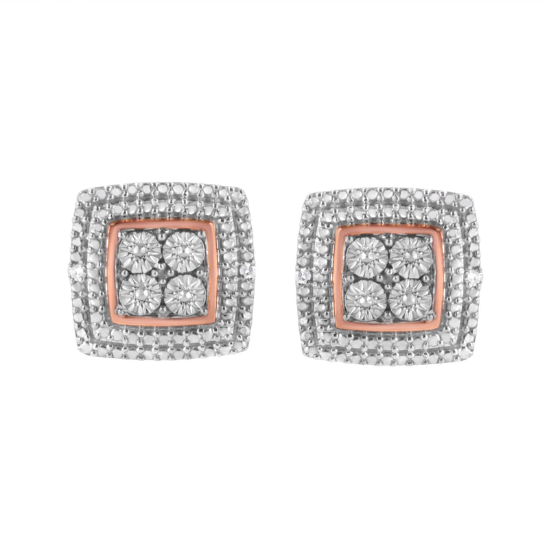 Bids.com 10K Yellow, White, and Rose Gold Plated Sterling Silver Diamond Accent Earrings (I-J Clarity, I3 Color) Earrings