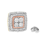Bids.com 10K Yellow, White, and Rose Gold Plated Sterling Silver Diamond Accent Earrings (I-J Clarity, I3 Color) Earrings