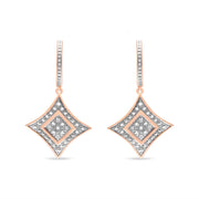 Bids.com 10K Rose Gold Plated Sterling Silver Round Cut Diamond Cushion Dangle Earrings (0.04 cttw, H-I Color, I2-I3 Clarity) Earrings