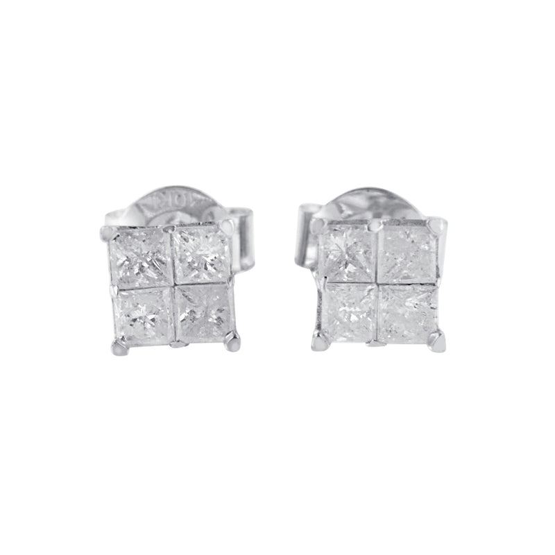 Bids.com 10k White Gold Diamond Stud Earrings (0.60 cttw, I-J Color, I2-I3 Clarity) Earrings