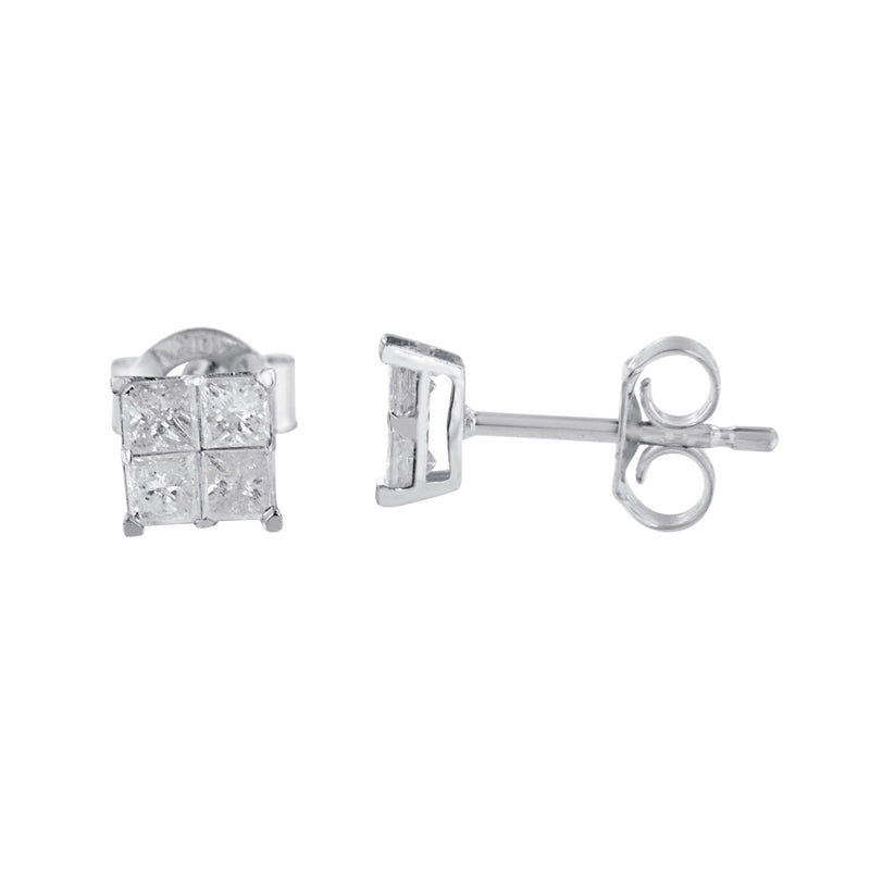 Bids.com 10k White Gold Diamond Stud Earrings (0.60 cttw, I-J Color, I2-I3 Clarity) Earrings
