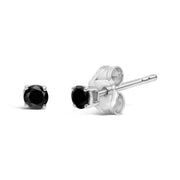 Bids.com .925 Sterling Silver 1/2 Cttw Black Diamond Solitaire Stud Earrings Earrings