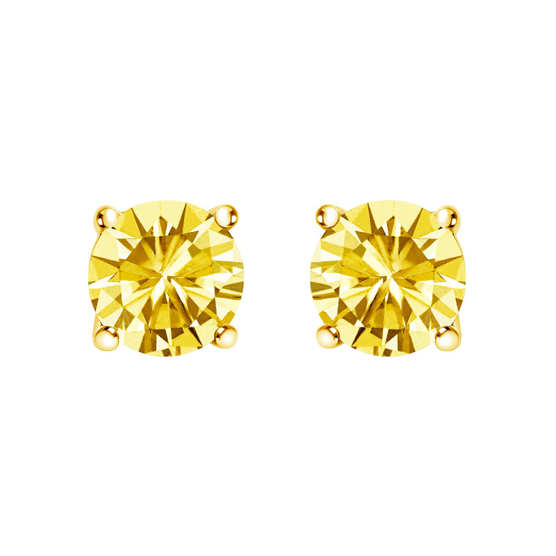 Bids.com 14K White Gold 1.0 Cttw Lab Grown Yellow Diamond Solitaire Stud Earrings (Yellow Color, VS2-SI1 Clarity) Earrings