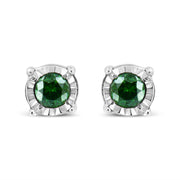Bids.com Sterling Silver Rose Cut Treated Green Diamond Solitaire Stud Earrings (0.25 cttw, Green Color, I2-I3 Clarity) Earrings