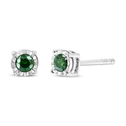 Bids.com Sterling Silver Rose Cut Treated Green Diamond Solitaire Stud Earrings (0.25 cttw, Green Color, I2-I3 Clarity) Earrings
