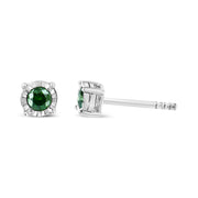 Bids.com Sterling Silver Rose Cut Treated Green Diamond Solitaire Stud Earrings (0.25 cttw, Green Color, I2-I3 Clarity) Earrings