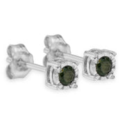 Bids.com Sterling Silver Rose Cut Treated Green Diamond Solitaire Stud Earrings (0.25 cttw, Green Color, I2-I3 Clarity) Earrings