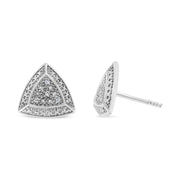 Bids.com .925 Sterling Silver Diamond-Accented Trillion Shaped 4-Stone Halo-Style Stud Earrings (H-I Color, I2-I3 Clarity) Earrings