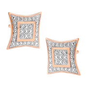Bids.com .925 Sterling Silver Diamond Accented 4-Stone Four Pointed Star Shaped Halo-Style Stud Earrings (H-I Color, I2-I3 Clarity) Earrings