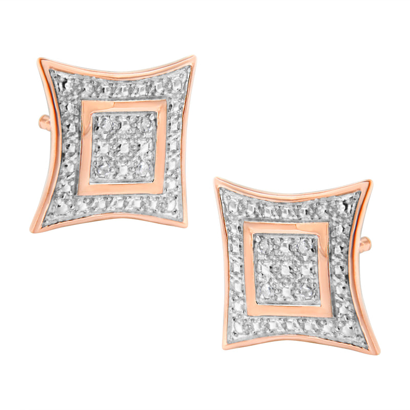 Bids.com .925 Sterling Silver Diamond Accented 4-Stone Four Pointed Star Shaped Halo-Style Stud Earrings (H-I Color, I2-I3 Clarity) Earrings