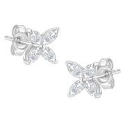 Bids.com 14K White Gold 1/2 Cttw Marquise Diamond 8 Stone Floral Leaf Stud Earrings (H-I Color, SI1-SI2 Clarity) Earrings