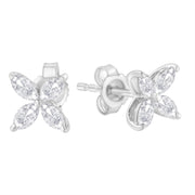 Bids.com 14K White Gold 1/2 Cttw Marquise Diamond 8 Stone Floral Leaf Stud Earrings (H-I Color, SI1-SI2 Clarity) Earrings