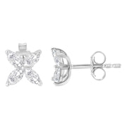 Bids.com 14K White Gold 1/2 Cttw Marquise Diamond 8 Stone Floral Leaf Stud Earrings (H-I Color, SI1-SI2 Clarity) Earrings