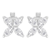 Bids.com 14K White Gold 1/2 Cttw Marquise Diamond 8 Stone Floral Leaf Stud Earrings (H-I Color, SI1-SI2 Clarity) Earrings