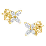 Bids.com 14K White Gold 1/2 Cttw Marquise Diamond 8 Stone Floral Leaf Stud Earrings (H-I Color, SI1-SI2 Clarity) Earrings