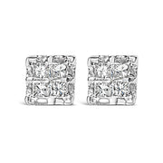Bids.com 10k Yellow Gold Princess Diamond Quad Stud Earrings (1/4 cttw, J-K Color, I2-I3 Clarity) Earrings