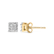 Bids.com 10k Yellow Gold Princess Diamond Quad Stud Earrings (1/4 cttw, J-K Color, I2-I3 Clarity) Earrings