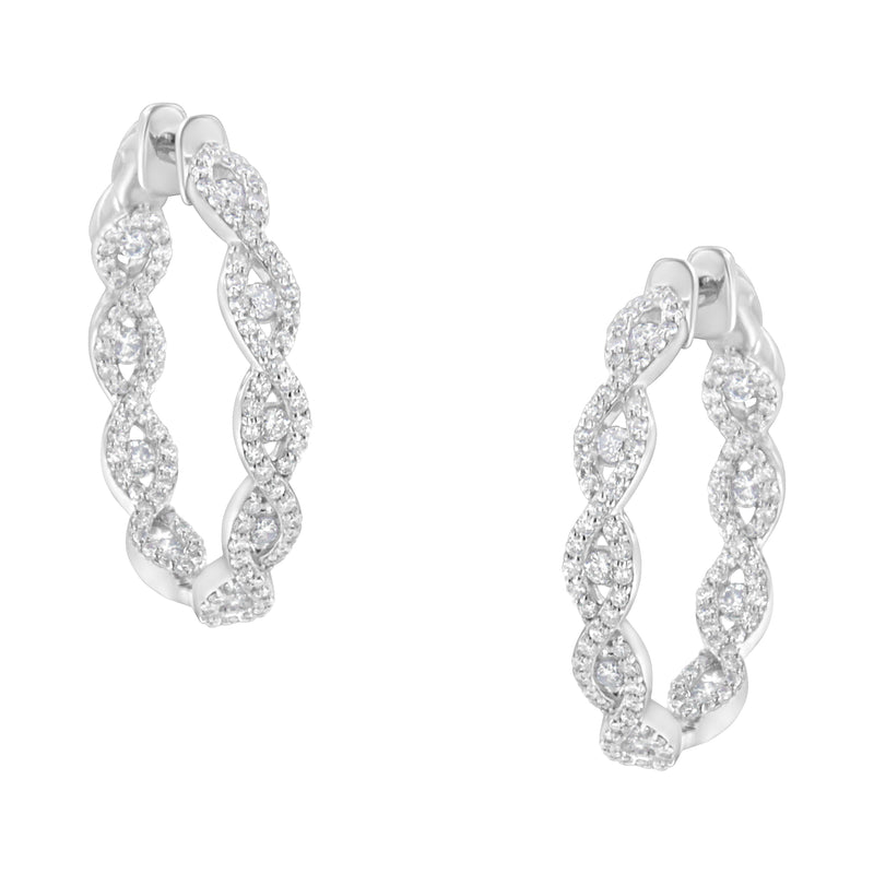 Bids.com 10K White Gold Diamond Hoop Earrings (1 1/2 cttw, H-I Color, I1-I2 Clarity) Earrings