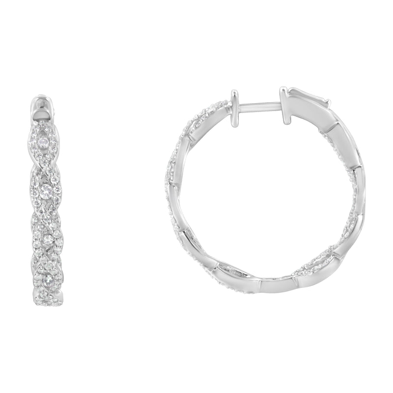 Bids.com 10K White Gold Diamond Hoop Earrings (1 1/2 cttw, H-I Color, I1-I2 Clarity) Earrings