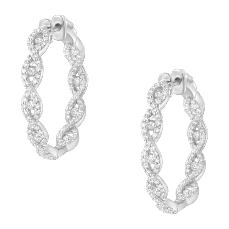 Bids.com 10K White Gold Diamond Hoop Earrings (1 1/2 cttw, H-I Color, I1-I2 Clarity) Earrings