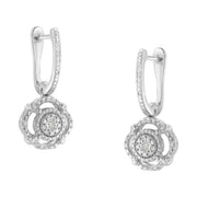 Bids.com .925 Sterling Silver Miracle-Set Diamond Accent Drop and Dangle Earrings (I-J Color, I3 Clarity) Earrings