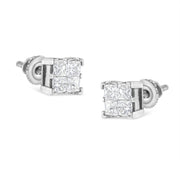 Bids.com 10K White Gold 3/4 Cttw Invisible Set Princess-Cut Diamond Composite Square Stud Earrings (H-I Color, SI2-I1 Clarity) Earrings