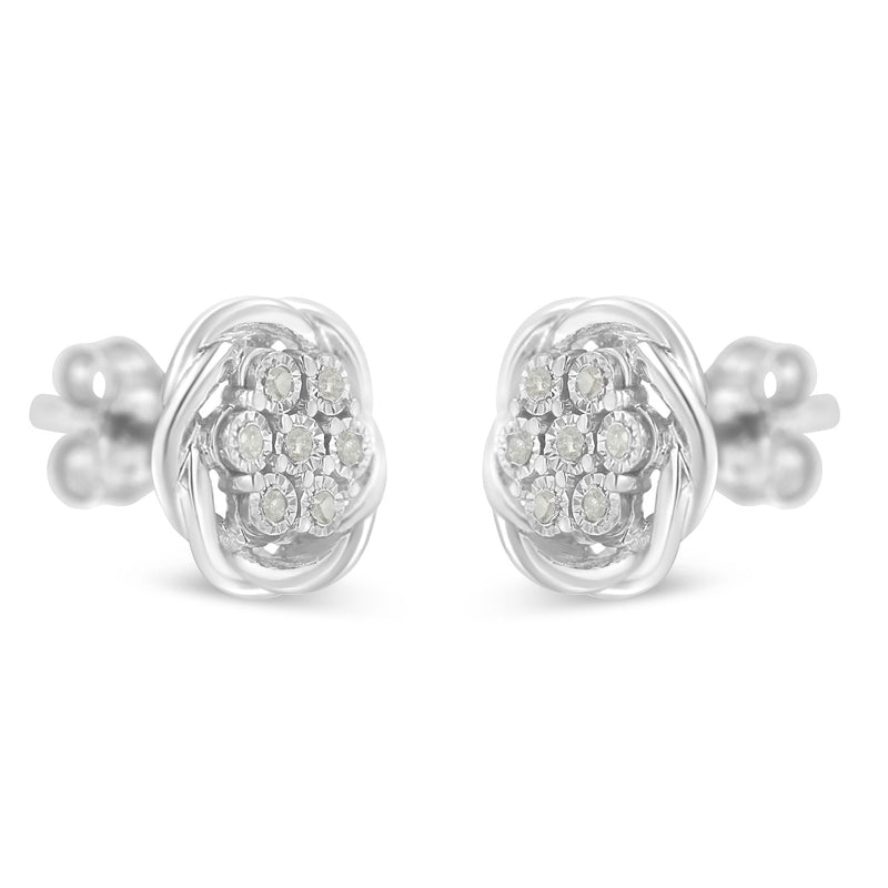 Bids.com Sterling Silver Diamond Swirl Cluster Stud Earrings (1/6 cttw, I-J Color, I2-I3 Clarity) Earrings