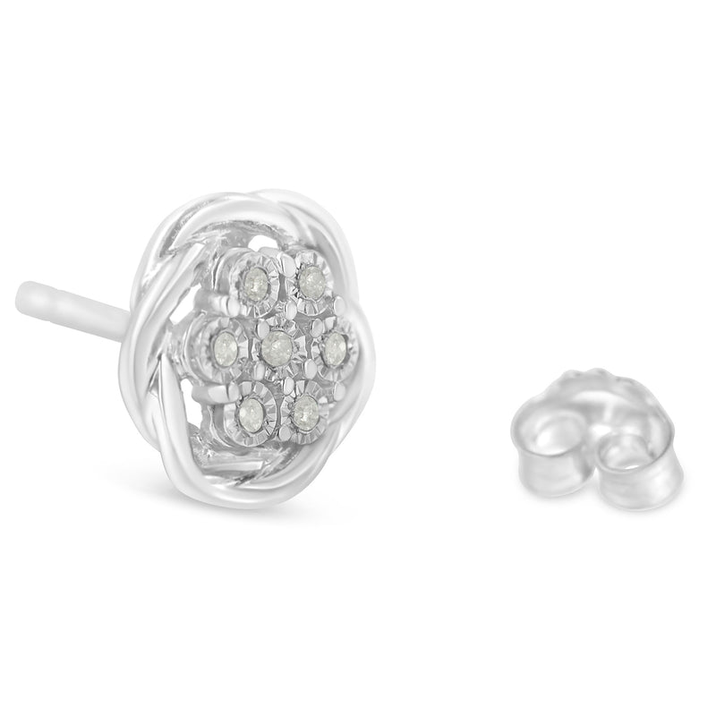 Bids.com Sterling Silver Diamond Swirl Cluster Stud Earrings (1/6 cttw, I-J Color, I2-I3 Clarity) Earrings