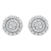 Bids.com 10KT White Gold 1/2 cttw Double Halo Brilliant Round-Cut Diamond Stud Earrings (I-J Clarity, I2-I3 Color) Earrings