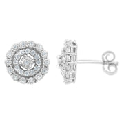 Bids.com 10KT White Gold 1/2 cttw Double Halo Brilliant Round-Cut Diamond Stud Earrings (I-J Clarity, I2-I3 Color) Earrings