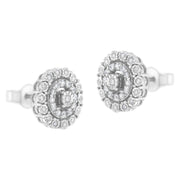 Bids.com 10KT White Gold 1/2 cttw Double Halo Brilliant Round-Cut Diamond Stud Earrings (I-J Clarity, I2-I3 Color) Earrings