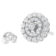 Bids.com 10KT White Gold 1/2 cttw Double Halo Brilliant Round-Cut Diamond Stud Earrings (I-J Clarity, I2-I3 Color) Earrings