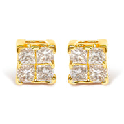 Bids.com 10KT Yellow Gold Princess Diamond Stud Earring (1/4 cttw, J-K Color, I1-I2 Clarity) Earrings