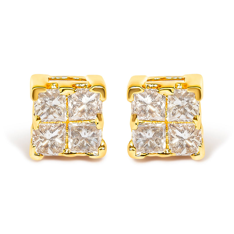 Bids.com 10KT Yellow Gold Princess Diamond Stud Earring (1/4 cttw, J-K Color, I1-I2 Clarity) Earrings