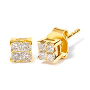 Bids.com 10KT Yellow Gold Princess Diamond Stud Earring (1/4 cttw, J-K Color, I1-I2 Clarity) Earrings