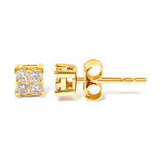 Bids.com 10KT Yellow Gold Princess Diamond Stud Earring (1/4 cttw, J-K Color, I1-I2 Clarity) Earrings