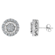 Bids.com Sterling Silver Diamond Cluster Earrings (1 cttw, I-J Color, I2-I3 Clarity) Earrings