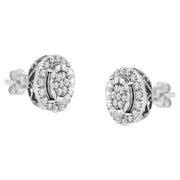 Bids.com Sterling Silver Diamond Cluster Earrings (1 cttw, I-J Color, I2-I3 Clarity) Earrings