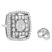 Bids.com .925 Sterling Silver 1.0 Cttw Round Diamond Double Halo and Disc Stud Earring (I-J Color, I2-I3 Clarity) Earrings