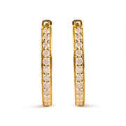Bids.com 10K Yellow Gold 1/2 Cttw Round-Cut Diamond Hoop Earrings (I-J Color, I2-I3 Clarity) Earrings
