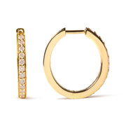 Bids.com 10K Yellow Gold 1/2 Cttw Round-Cut Diamond Hoop Earrings (I-J Color, I2-I3 Clarity) Earrings