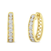 Bids.com 10KT Yellow and White Gold Diamond Hoop Earring (1/2 cttw, J-K Color, I2-I3 Clarity) Earrings