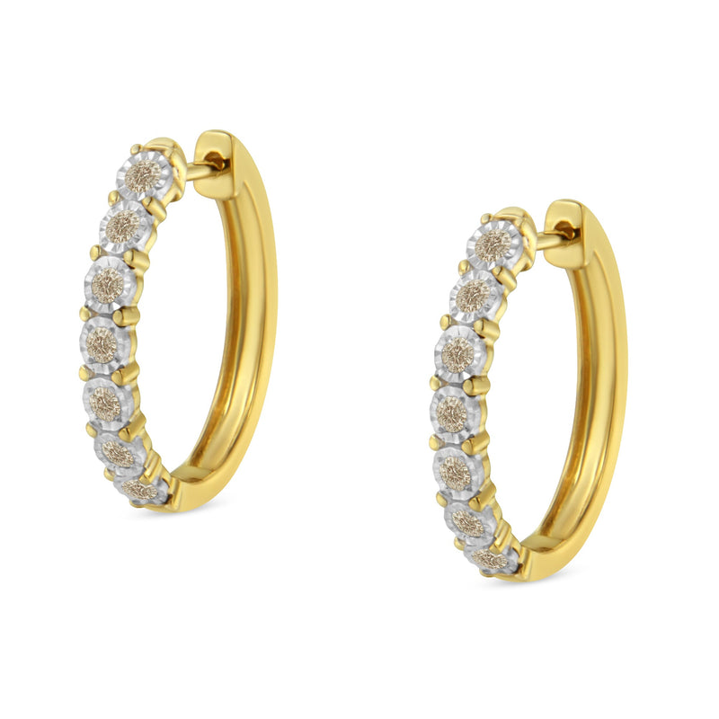 Bids.com 10KT Two-Toned Gold Diamond Hoop Earring (1/2 cttw, J-K Color, I2-I3 Clarity) Earrings
